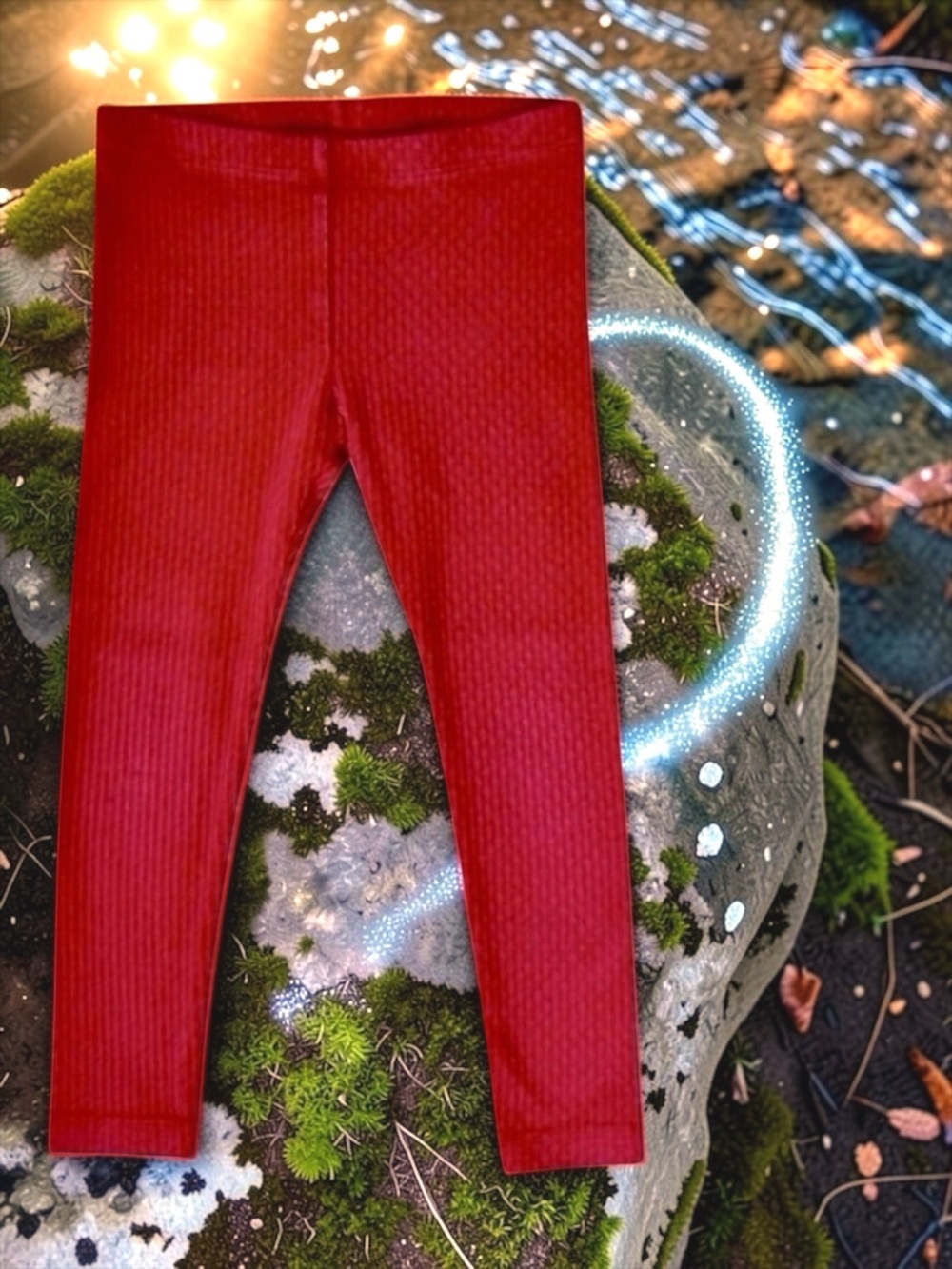 Tea Collection Girls Warm Red Ribbed Leggings • Size 5 • Like New